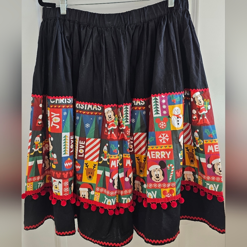 Custom Made High-Waist Disney Themed Christmas Midi Skirt